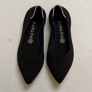 Rothys The Point Black Pointed Toe Ballet Flats Slip On Shoes Womens 8.5 Goth
